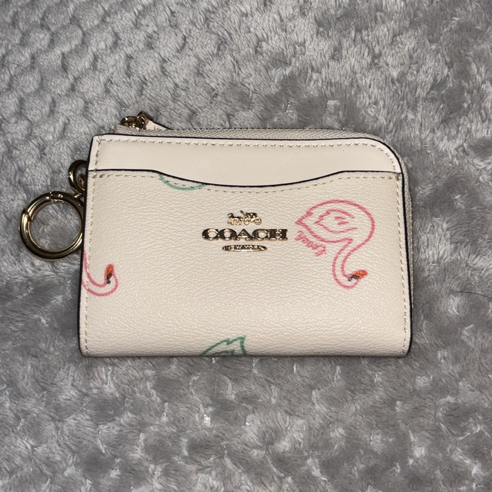 Coach Cream Card Holder with Swan Motif